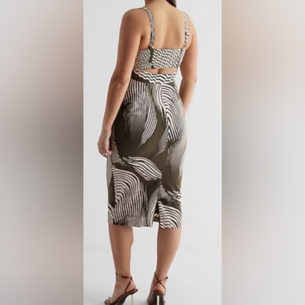 *WEEKEND SALE Express Olive/Cream Midi Dress - Picture 2 of 8